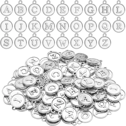 Miniatura 8 de Aylifu 156 dijes de letras del alfabeto A-Z, colgantes de letra mayúscula para collares, pulseras, joyas, manualidades, 6