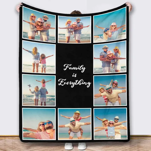 Miniatura 40 de Mantas de fotos, 5 fotos, mantas y mantas personalizadas, manta de fotos personalizada, regalos para familiares, amigos, hombres, mujeres y niños