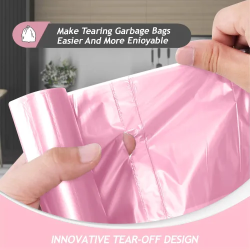 Miniatura 4 de Teivio Bolsas de basura fuertes de 2 galones, 180 unidades, bolsas de basura para baño, bolsas de plástico para oficina en casa, cocina, color rosa