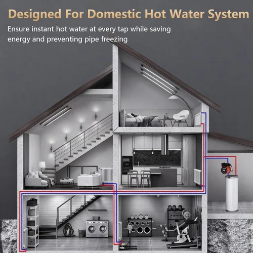 Miniatura 7 de Bomba de recirculación de agua caliente, bomba de circulación automática de 120 W 110 V/bomba de refuerzo Cabeza de acero inoxidable NPT 3/4