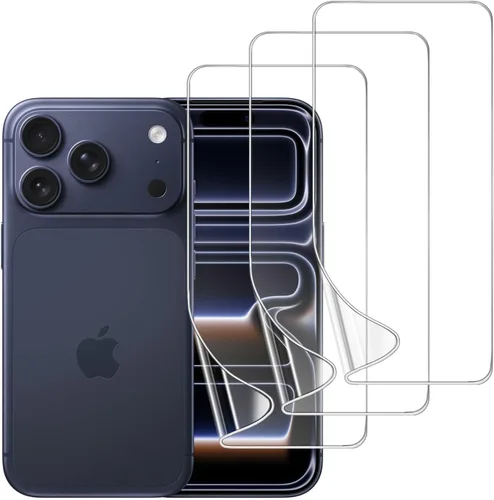 Miniatura 16 de Paquete de 3 protectores de pantalla de TPU para iPhone 15 Pro Max, película de hidrogel transparente HD transparente suave y flexible compatible