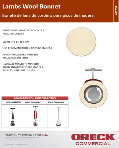 Miniatura 3 de Oreck Commercial 437054 almohadilla de cubierta de lana de oveja, para pulidora Orbiter ORB550MC