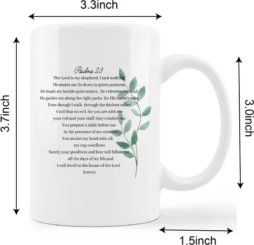 Miniatura 5 de kunlisa Tazas cristianas PSALM 23 The Lord is My Shepherd, con versículos bíblicos de cerámica, taza de café con leche, taza de té con leche, tazas