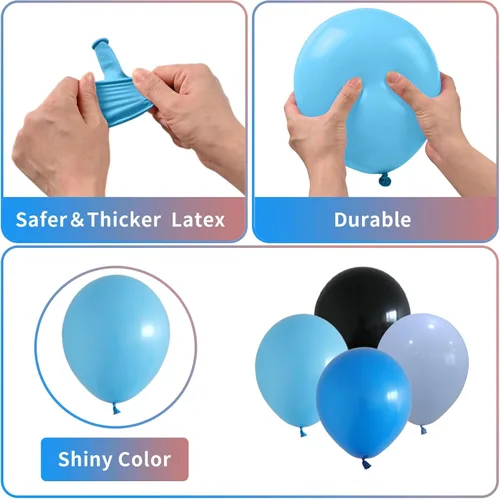 Miniatura 4 de Juego de Globos de Juego Azul y Negro, 60 Piezas, 12 Pulgadas de Azul Claro y Azul Oscuro para Decoraciones de Fiesta de Videojuego, Fiesta