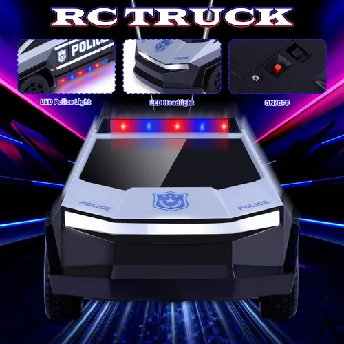 Miniatura 4 de Sumsoltic Coche de control remoto, auto de policía de juguete con luces LED y control remoto de 2.4 GHz, camión de juguete para niños, autos RC