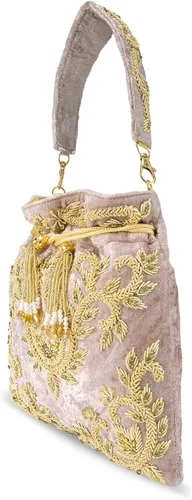 Miniatura 9 de Aheli Potli - Bolsas de noche para mujer bolso de mano étnico con cordón P71