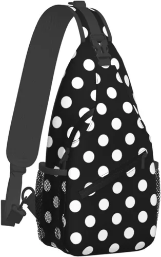 Small Crossbody Bags for Women Men - Vintage White Polka Dot Black Print Adjustable Shoulder Bag Fanny Packs Belt Sling Bag Crossbody Purses