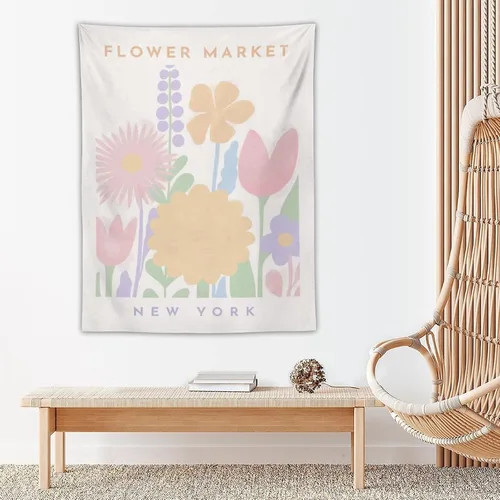 Miniatura 5 de Chordity Tapices Estéticos de Mercado de Flores Botánicas Danesas en Tonos Pastel para Colgar en la Pared Tapiz Bandera Decorativa Para Decoración