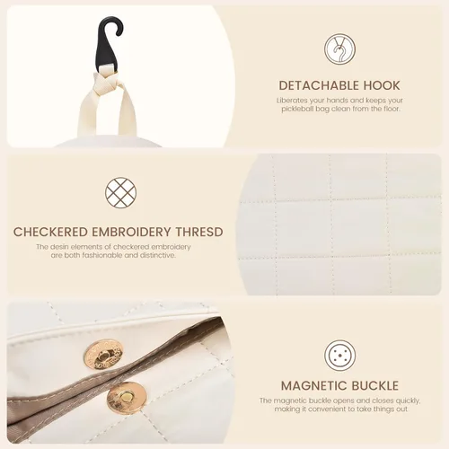Miniatura 6 de Sucipi Bolsas de tenis para mujeres, Mochila bolsa acolchada para raqueta de tenis para raqueta de tenis, palas de pickleball, bádminton beige