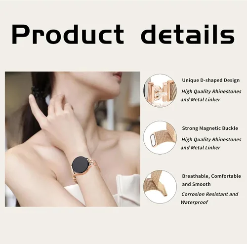 Miniatura 2 de Bandas magnéticas compatibles con Samsung Galaxy Watch 7/FE/6/5/4 1.575 in 1.732 in, 5 Pro, Watch 4/6 Classic 1.654 in 1.811 in 1.693 in 1.850 in