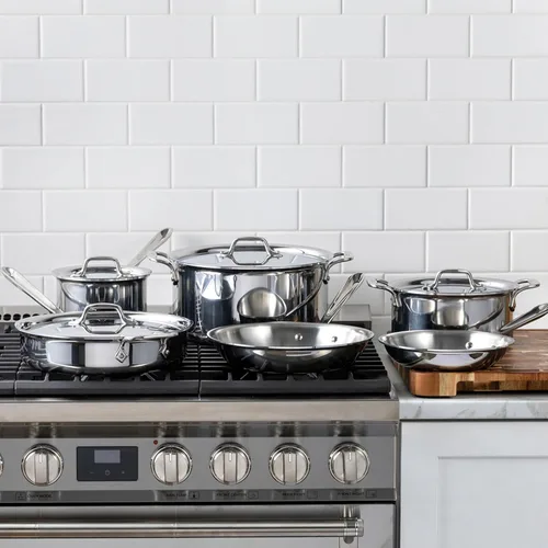 Miniatura 2 de All-Clad D3 - Juego de utensilios de cocina de acero inoxidable de 3 capas, 10 piezas, inducción, apto para horno y parrilla 600F, juego de cocina