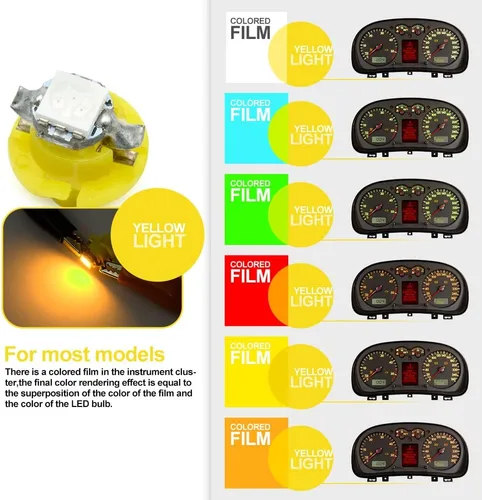 Miniatura 7 de Kit de 11 bombillas LED amarillas para instrumento para Porsche 993 1995-1998, 964 1989-1994 tacómetro velocímetro general iluminación