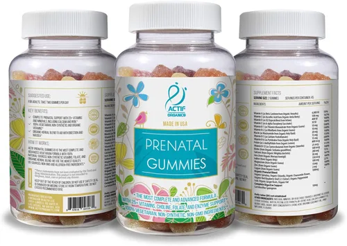 Miniatura 4 de ACTIF Gomitas prenatales con más de 27 vitaminas orgánicas y mezcla de hierbas orgánicas, sin OMG, 100% vegetarianas, 90 unidades, fabricadas