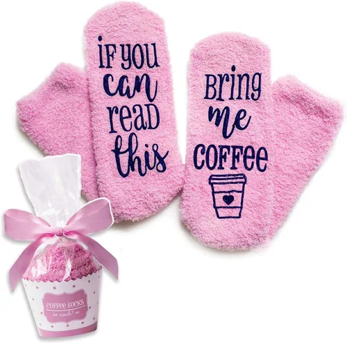 Miniatura 30 de CHANGGER Calcetines unisex con texto en inglés "If You Can Read This Bring Me Some Fuzzy Funny Saying Crew Socks Christmas Unisex Gift