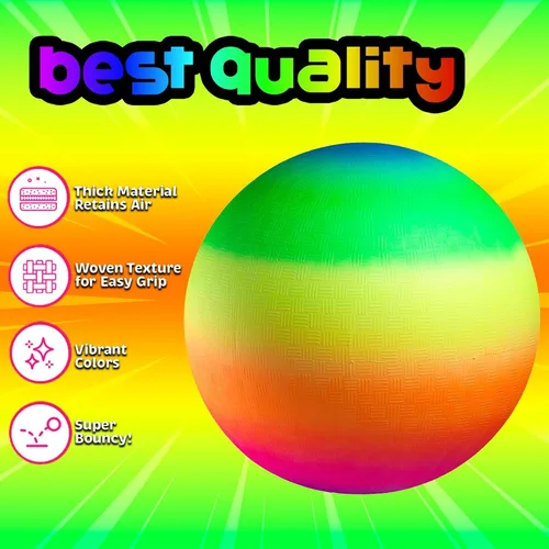 Miniatura 7 de PlayBolt Rainbow Playground Ball - Pelota inflable de goma de 8.5 pulgadas (paquete de 1) para niños y adultos, juegos en interiores y exteriores