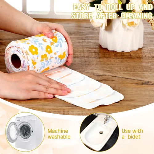 Miniatura 4 de VitalCozy 50 toallas de bidé reutilizables lavables para inodoro, toallitas de tela sin papel, toallas sin papel, algodón absorbente para cocina