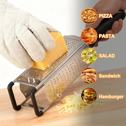 Miniatura 7 de Rallador de queso 3 en 1, rallador de limón, rallador de queso de acero inoxidable de mano, rallador de manivela de mano, utensilios de cocina