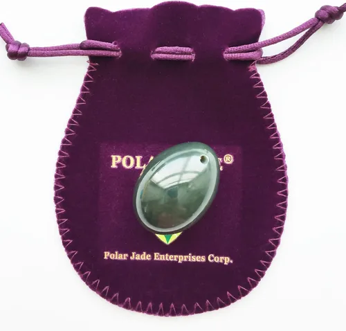 Miniatura 24 de Polar Jade Huevo de piedra hecho de jade nefrita, tamaño mediano (1.693x1.181 in), perforado, con cuerda sin encerar e instrucciones