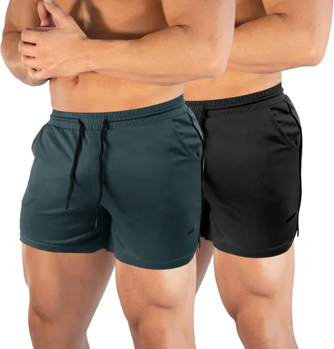 Miniatura 6 de TEZO Pantalones cortos de entrenamiento para hombre, 5 pulgadas, para gimnasio, atletismo, correr, entrenamiento, de secado rápido, pantalones
