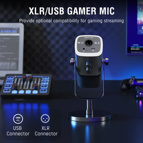 Miniatura 6 de Paquete de equipo de juego FIFINE, set de micrófono de juego dinámico XLR/USB con mezclador de audio para streaming para grabación de podcast, video