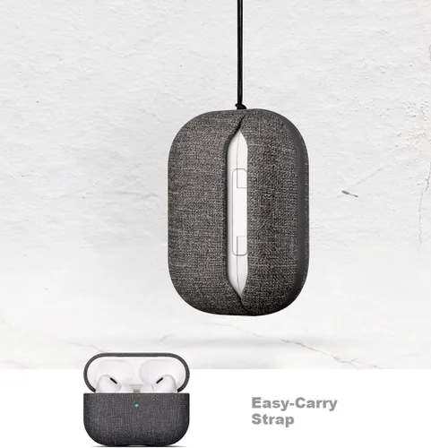 Miniatura 7 de LOPIE Funda para AirPods Pro de 2ª generación, hecha a mano para AirPods Pro 2 con cordón, hecha de cuero vegano, estilo lona, cubierta protectora