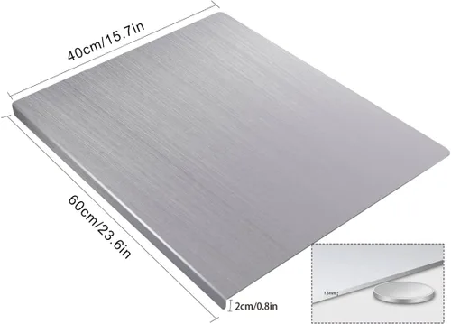 Miniatura 2 de Tabla de cortar para cocina, tabla de cortar de acero inoxidable de grado alimenticio con reborde, tabla de cortar de metal para carne, frutas