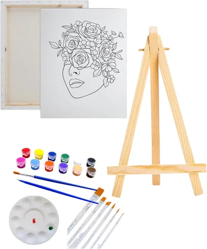Essenburg Kit de pintura para dama de flores laterales de lienzo predibujado | Recuerdo de fiesta para adultos y adolescentes | Actividad nocturna
