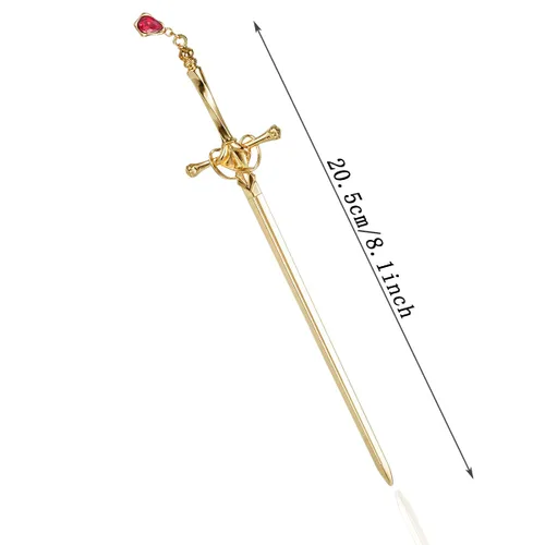 Miniatura 2 de Paquete de 2 accesorios para el cabello con borla de espada china para mujer, moños con gemas para el cabello (dorado)