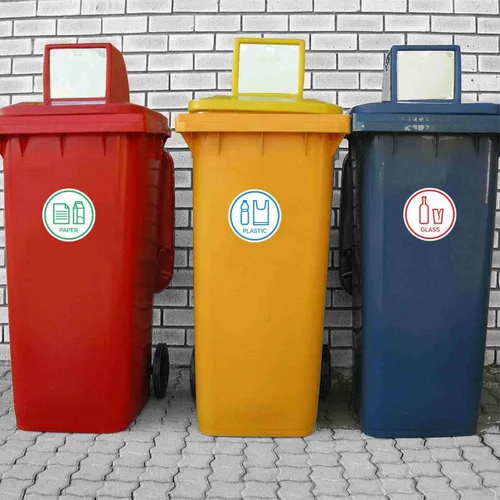 Miniatura 5 de Paquete de 6 calcomanías de vinilo autoadhesivas de reciclaje de 6 pulgadas, papel, plástico, plástico, metal, basura, logotipos de reciclaje