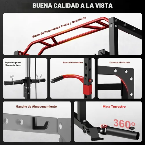 Miniatura 6 de Jaula de potencia JELENS, banco multifunción S11 con capacidad de 2000LBS, barra para sentadillas con sistema de poleas ajustable y más accesorios