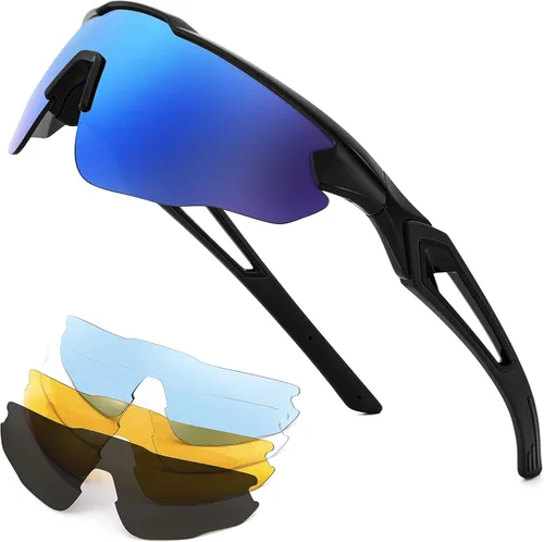 FEISEDY Gafas de sol deportivas, con 5 lentes para hombres y mujeres, TR90 ligeras, béisbol, ciclismo, motocicleta, correr, golf, B2940