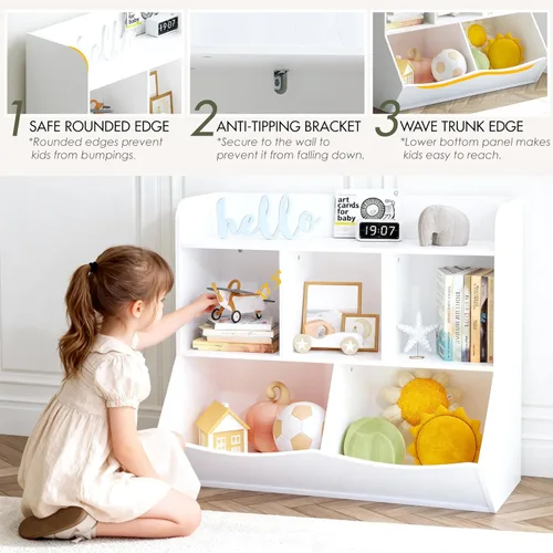 Miniatura 4 de UTEX - Organizador para almacenamiento de juguetes con estantería, varios contenedores para libros, juguetes, organizador de almacenamiento