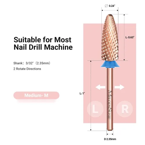 Miniatura 5 de MelodySusie Brocas largas para uñas con llama, brocas de tungsteno de carburo de 3/32 pulgadas, adecuadas para manicura, pedicura, cutícula, esmalte