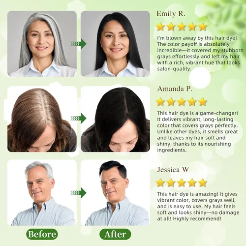 Miniatura 4 de SHIHUANUO Champú de tinte negro para cabello gris, champú de color 3 en 1 con 6 extractos de hierbas, cobertura 100% de canas, fácil de teñir