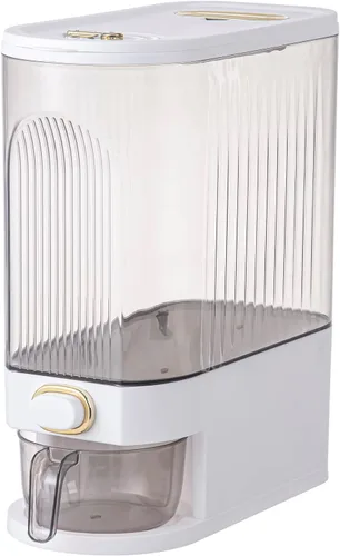 Miniatura 10 de Dispensador Sooyee de 22 libras para arroz, contenedor grande de grano con tapa, cilindro de medición a prueba de humedad, dispensador de cereales