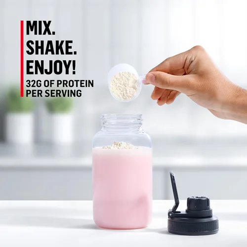 Miniatura 4 de Polvo de Proteína Genuine de Muscle Milk, Fresas y Crema, 1.93 Libras, 13 Porciones, 32g de Proteína, 3g de Azúcar, Calcio, Vitaminas A, C y D