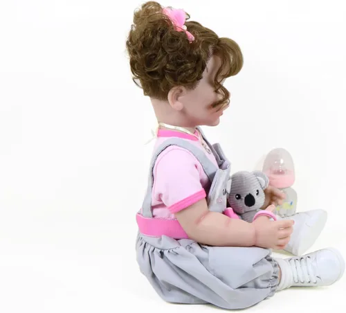 Miniatura 8 de Koala Cuddles - Muñeca realista Reborn de 22 pulgadas con pelo enraizado, cara pintada a mano en 3D y cuerpo de vinilo suave completo, atuendo rosa