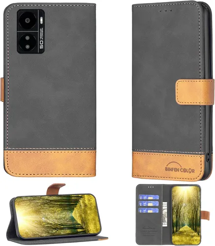 jioeuinly Kalley Black 3 - Funda compatible con Kalley Black 3, funda de piel sintética tipo cartera BF11, color negro