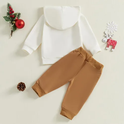Miniatura 55 de Conjunto de ropa de otoño e invierno para bebé y niño, sudadera larga con capucha y pantalones para niños pequeños, 6, 12, 18, 24 meses, 2T
