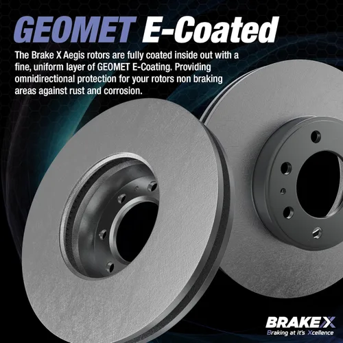 Miniatura 4 de Kit de pastillas y rotores de freno trasero Brake X de reemplazo para 2018 Jeep Wrangler JK Rotores recubiertos AEGIS GEOMET y pastillas de freno