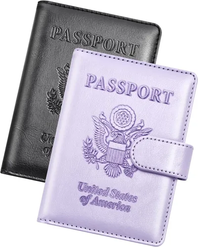 Miniatura 16 de Herain Soporte para pasaporte para viaje y crucero, 2 piezas, funda para pasaporte, cartera, regalo de viaje, para mujeres, hombres, familia