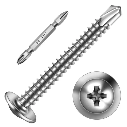 Miniatura 20 de Mywish 200 tornillos autorroscantes negros #10 × 1 pulgada para metal, 410 tornillos de metal negro de óxido de tornillo de acero inoxidable