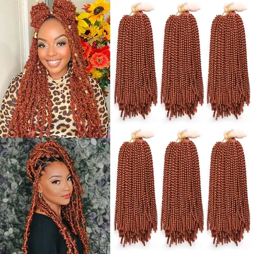 Miniatura 32 de Xtrend - Cabello trenzado de ganchillo con rizos de resorte, color rojo cobrizo, 12 pulgadas, para rizos de mariposa de imitación, extensiones