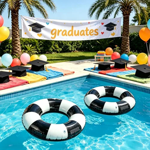 Miniatura 7 de Flotadores de piscina a rayas de 32 pulgadas para adultos, paquete de 3 flotadores inflables de piscina - Flotador de piscina de verano para adultos