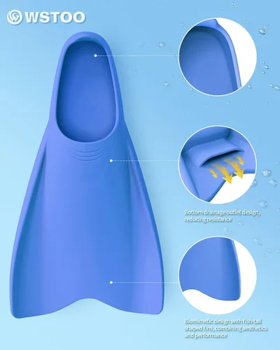Miniatura 3 de WSTOO - Aletas cortas de entrenamiento aerodinámicas, aletas de natación de silicona para adultos y jóvenes (hombres y mujeres), ideales para nadar