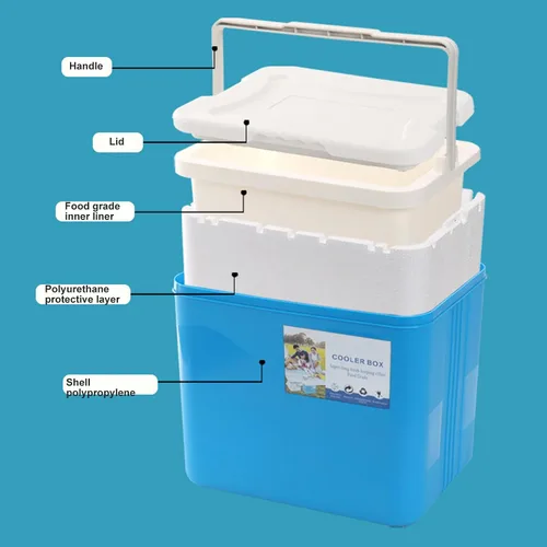Miniatura 6 de Enfriador portátil aislado, enfriador duro pequeño de 10 litros con asa, a prueba de fugas, lonchera aislada al aire libre para picnic, campamento