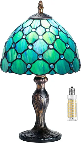 Miniatura 12 de Lámpara de mesa de vidrio teñido, estilo de cuentas de cristal de vidrio teñido, luz de mesa hecha a mano, luz nocturna de escritorio, mesita