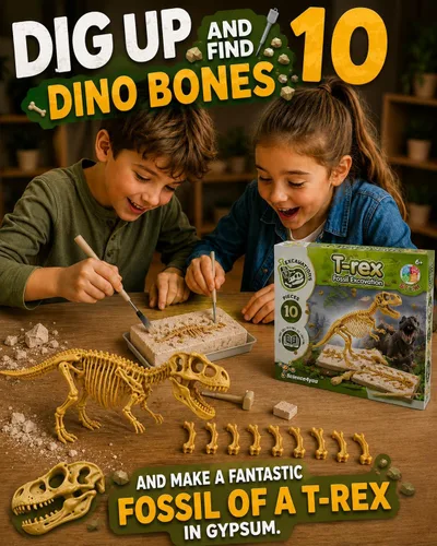 Miniatura 2 de Science4you T Rex - Kit de excavación de fósiles para niños, dinosaurios T Rex, excavar y ensamblar 10 piezas, kit de excavación para niños +
