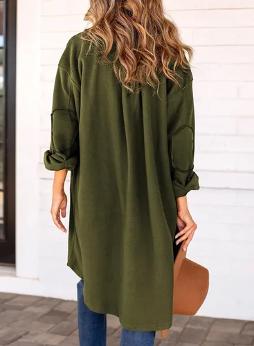Miniatura 4 de Dokotoo Chaqueta de manga larga para mujer, para otoño e invierno, con botones, ajuste holgado