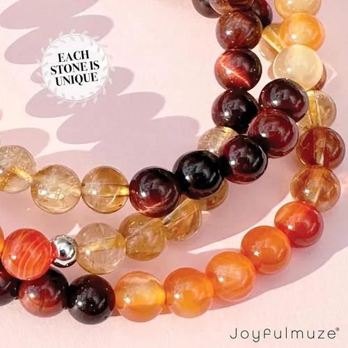 Miniatura 7 de Pulsera con cuentas de gemas naturales, ojo de tigre, hematita, ágata negra, granito, sándalo, piedra de lava, joyería elástica hecha a mano